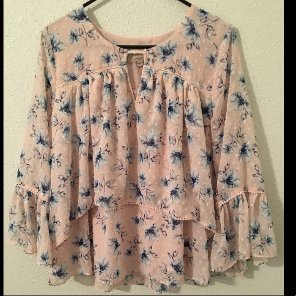 Moon River Bell-Sleeve Floral Top
